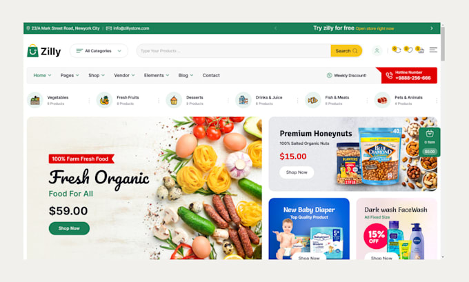 Gig Preview - Design grocery shopify store grocery organic store food store grocery website