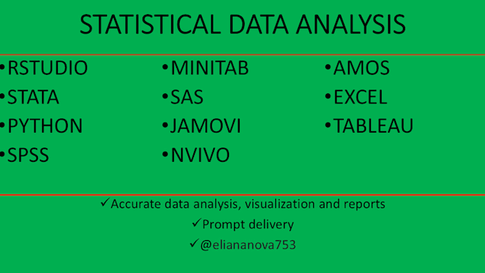 Gig Preview - Do statistical data analysis using r, stata, python, excel