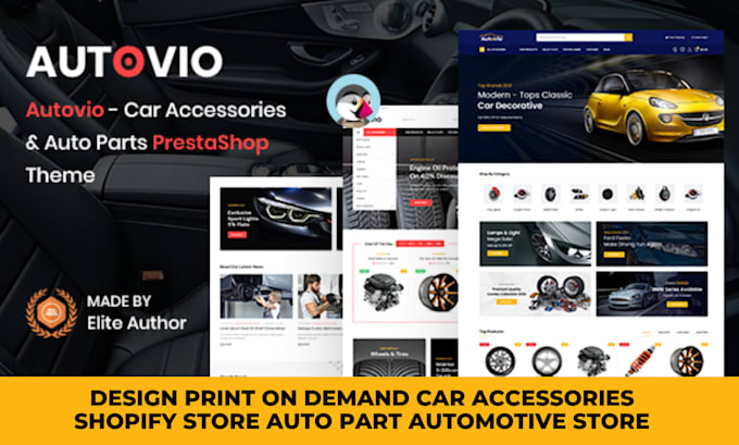 Gig Preview - Design print on demand car accessories shopify store auto part automotive store