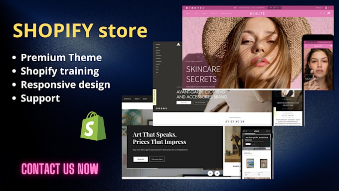 Gig Preview - Build your shopify store with domain, hosting and full training