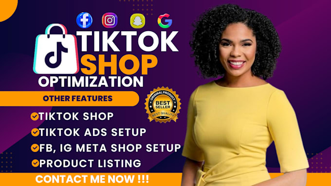 Bestseller - set up tiktok shop to boost shopify,  fix fb ig meta shop or tiktok marketing