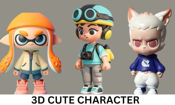 Bestseller - design 3d cute character, 3d cartoon character, chibi character animination