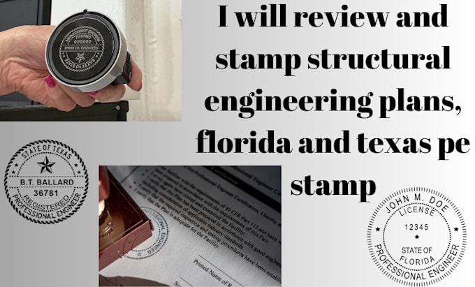 Gig Preview - Review and stamp structural engineering plans, florida and texas pe stamp