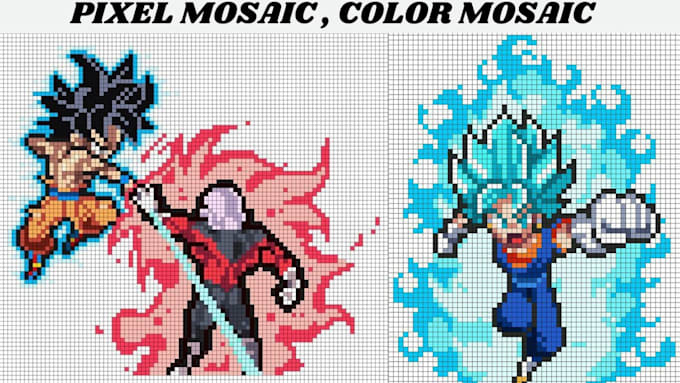 Gig Preview - Illustrate pixel mosaic, pixel portrait, photo mosaic color by number page