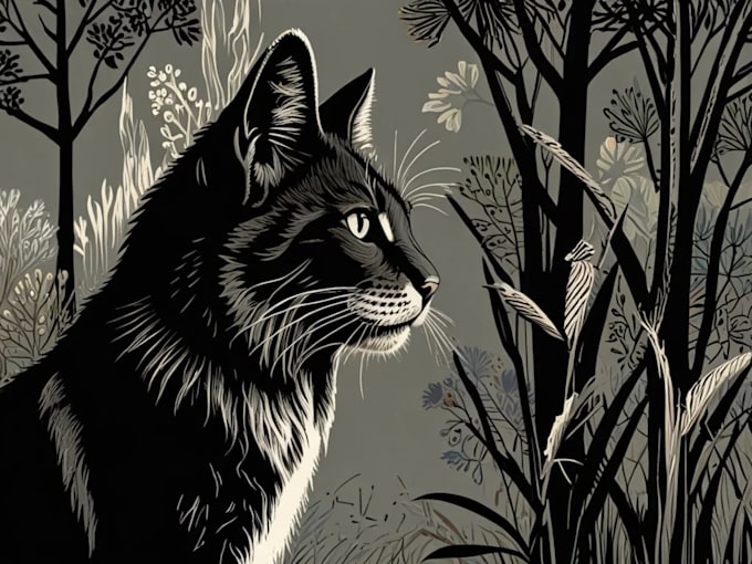 Gig Preview - Do animal and botanical linocut illustration