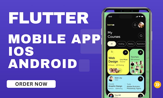 Gig Preview - Build mobile app develop flutter mobile app android ios app swift react native