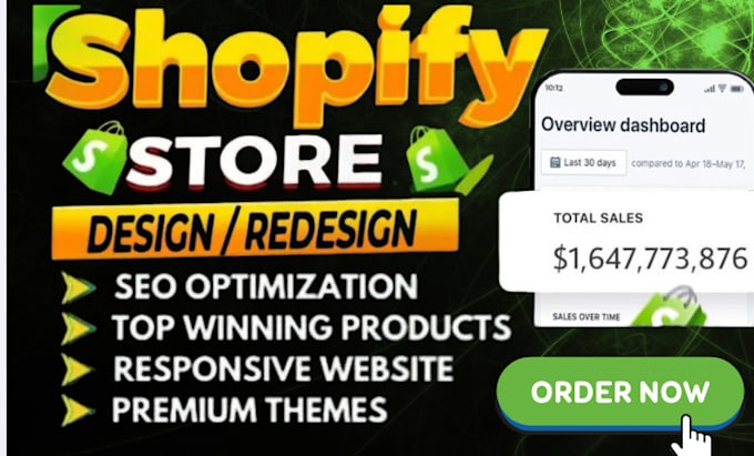 Gig Preview - Build shopify store shopify dropshipping store redesign shopify store design