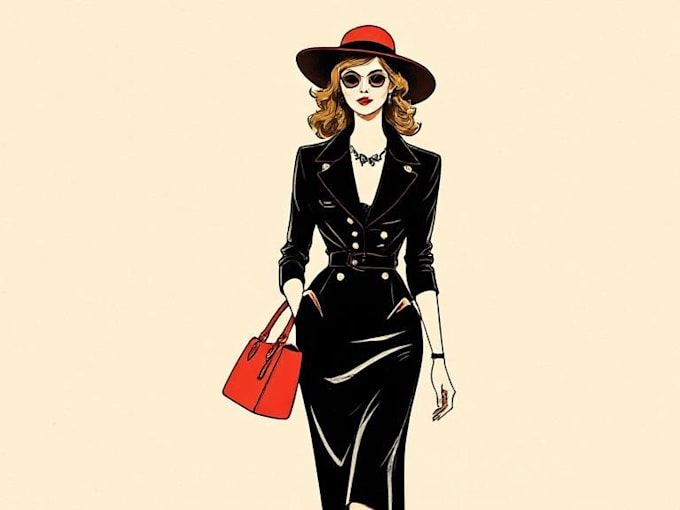 Gig Preview - Draw a fashion illustration in vintage style