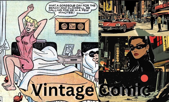 Gig Preview - Design retro vintage comic illustration, 70s, 80s pop art comic book style