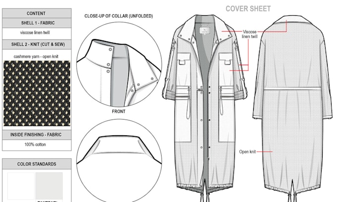 Gig Preview - Draw fashion tech pack for unique clothing designs streetwear active wear sketch