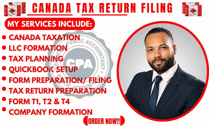 Gig Preview - Be your canada cpa accountant, prepare, efile canada cooperate tax return t1,t2