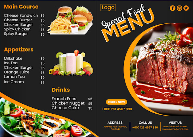 Gig Preview - Do menu design, digital menu, digital screen or menu board