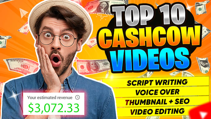 Gig Preview - Do youtube automation, top 10 videos, faceless cash cow videos, top 10 editing