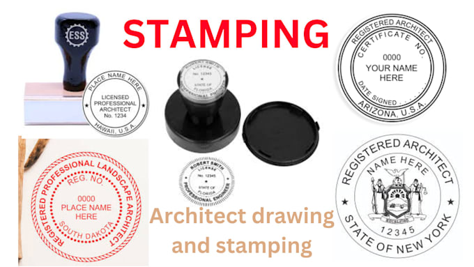 Bestseller - architect stamping, stamp seal, floor plan drawing and stamp, site plan, stamp