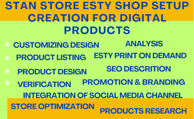 Gig Preview - Do stan store marketing setup esty shop for digital products