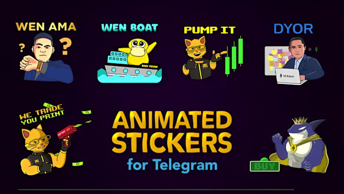 Gig Preview - Design an eye catching animated telegram sticker for your crypto project