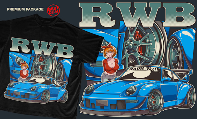 Gig Preview - Draw jdm cars illustration for tshirt and merchandise