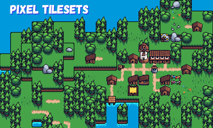 Gig Preview - Make 2d pixel tilesets, props, item, icons, rpg maker 2d sprites pixel animation