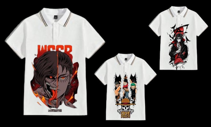 Gig Preview - Custom anime t shirt design japanese cartoon design mockup for your clothing