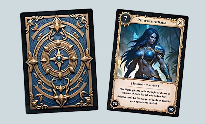 Gig Preview - Create card template, tcg ccg card frame illustration, icon, oracle, board game