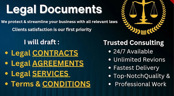 Gig Preview - Write legal contracts, agreements, nda, terms and conditions, privacy policy