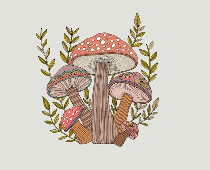 Gig Preview - Draw wonderful vintage digital hand drawn mushroom logo