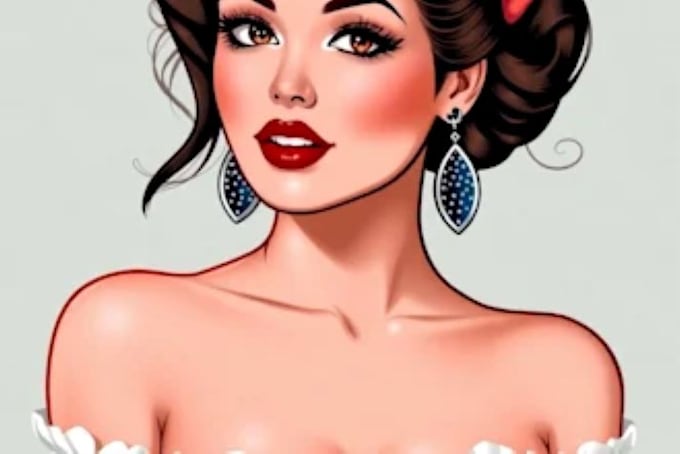 Bestseller - draw custom pin up girl portrait illustration