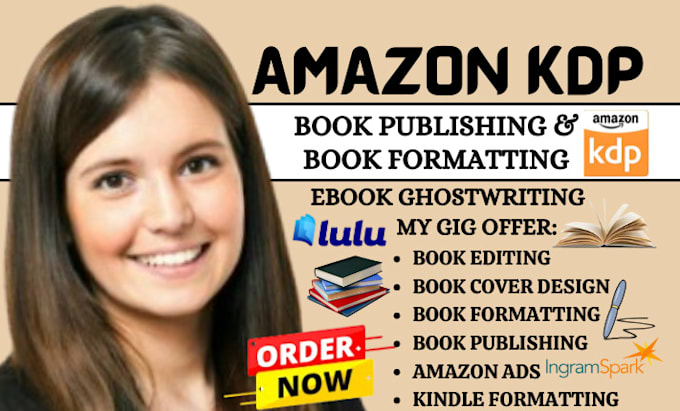 Gig Preview - Be ebook ghostwriter amazon KDP book publishing  book formatting book editing