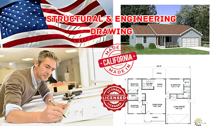 Gig Preview - Do texas, california, florida pe stamp, city permit structural floor plan, hvac