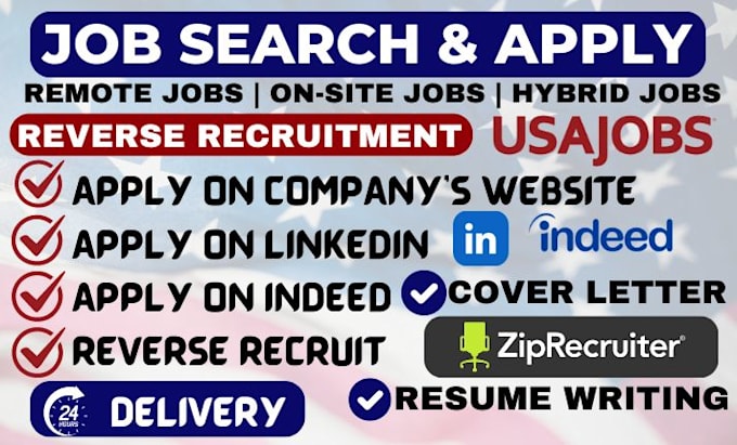 Gig Preview - Job search and apply reverse recruiter job application resume review  for you