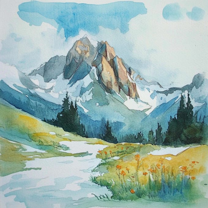 Gig Preview - Draw watercolor landscape from photo or concept