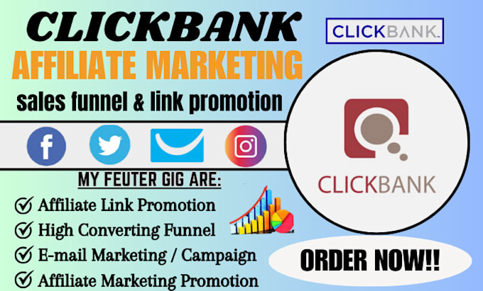 Gig Preview - Create clickbank affiliate marketing link promotion clickbank sales funnel