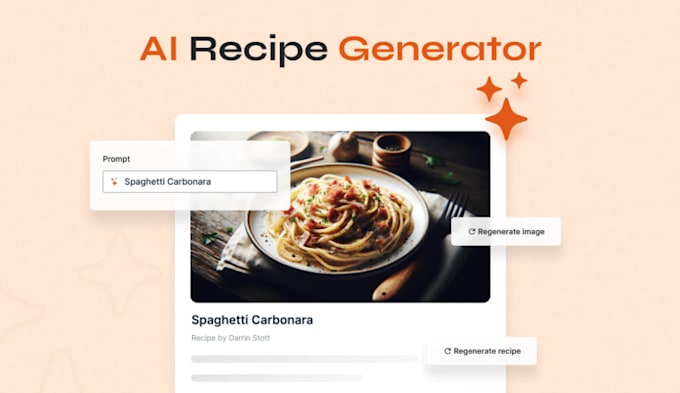 Gig Preview - Build ai saas food recipe generator website, ai food website, ai cooking app