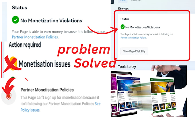 Gig Preview - Remove facebook page monetization issues in 30 minutes