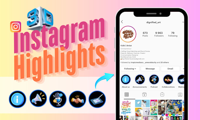 Gig Preview - Design custom 3d instagram highlight icons for your brand