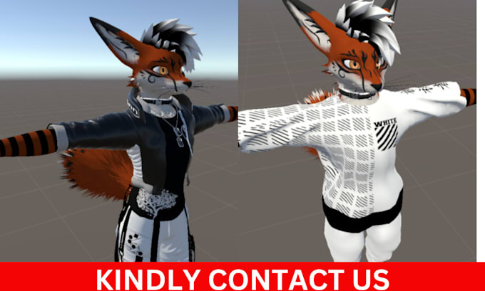 Gig Preview - Create custom vrchat 3d avatar, rig, unity setup for furry, vtuber vr character