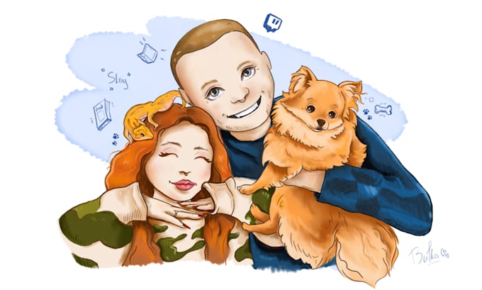 Gig Preview - Draw a couple, a family portrait in a cartoon unique style