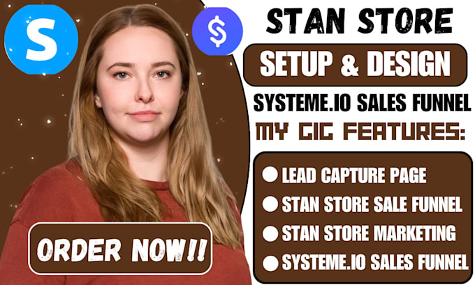 Gig Preview - Stan store setup, design systeme io stan store sales funnel, ebook sales funnel