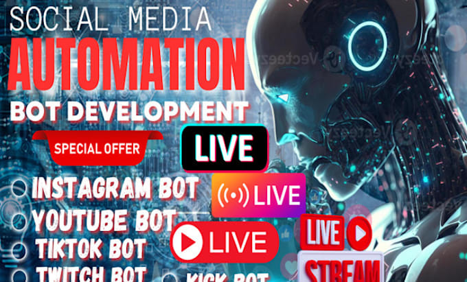 Gig Preview - Develop instagram API bot, tiktok API bot, telegram API bot, livestreaming bot