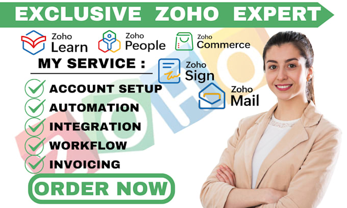 Gig Preview - Setup zoho learn zoho social sign zoho people zoho commerce automation zoho mail