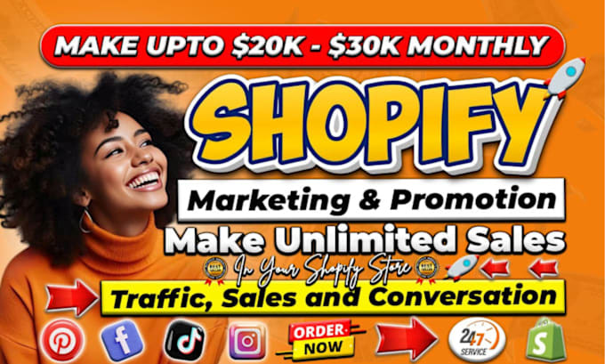 Gig Preview - Boost shopify store sales, shopify dropshipping marketing, or website promotion