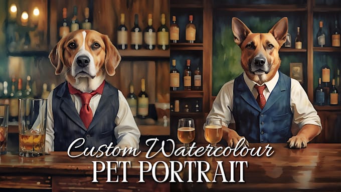 Gig Preview - Draw custom pet portrait watercolor, realistic watercolor