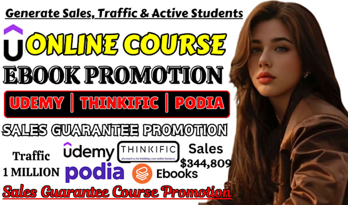 Gig Preview - Run sales guarantee, udemy course promotion, online course promotion, thinkific