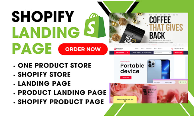 Gig Preview - Shopify landing page pagefly gempages shogun one product store shopify store