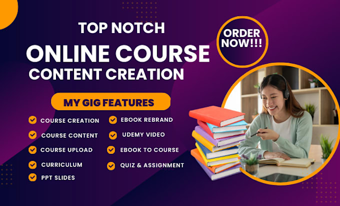 Gig Preview - Online course content, training manual, workbook, whiteboard video course ppt