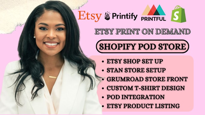 Gig Preview - Create etsy shop, print on demand, etsy dropshipping, printiful, shoify store