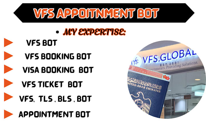 Gig Preview - Build a vfs bot vfs appointment bot  for booking vfs global appointment