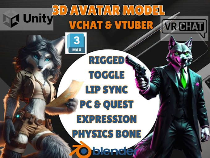 Bestseller - vrc avatar, vrchat avatar furry avatar vrchat, 3d model, nsfw fursona