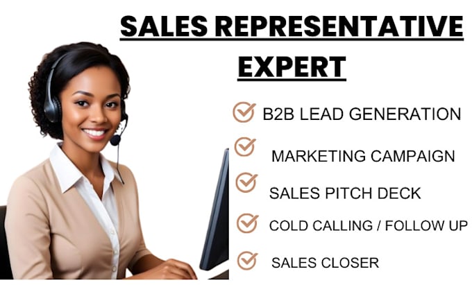 Gig Preview - Sales representative sales agent salesperson sales closer sales leads