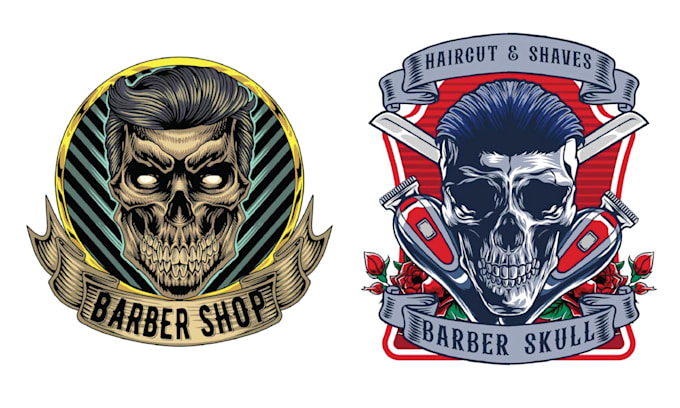 Gig Preview - Create amazing custom skull barber shop logo